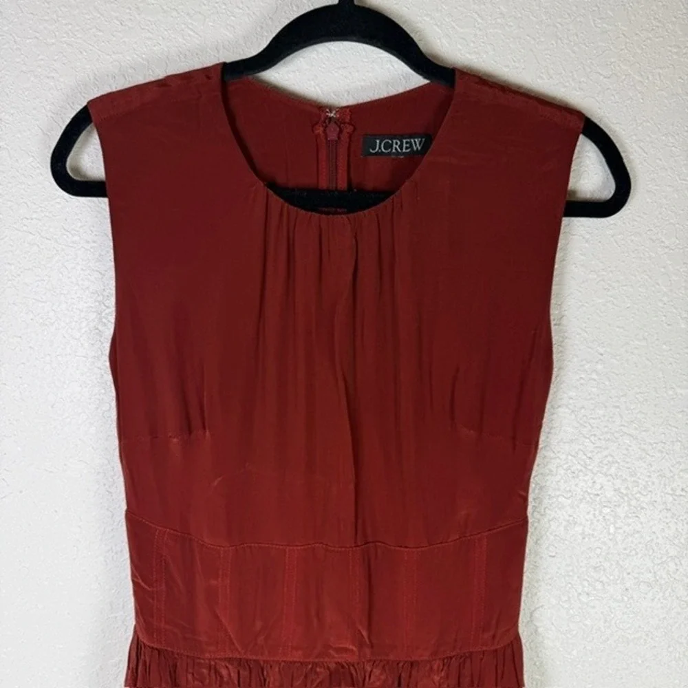 J.Crew Cinched-waist Midi Dress Dip-dyed Crepe de Chine Red Small